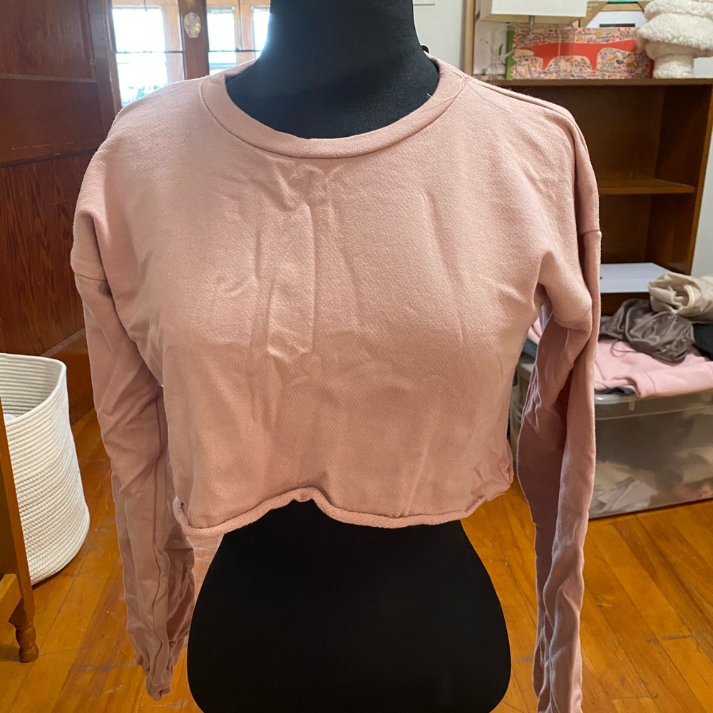 Brand New with Tags PRETTYLITTLETHING beau pink cut off crop longsleeve sweater